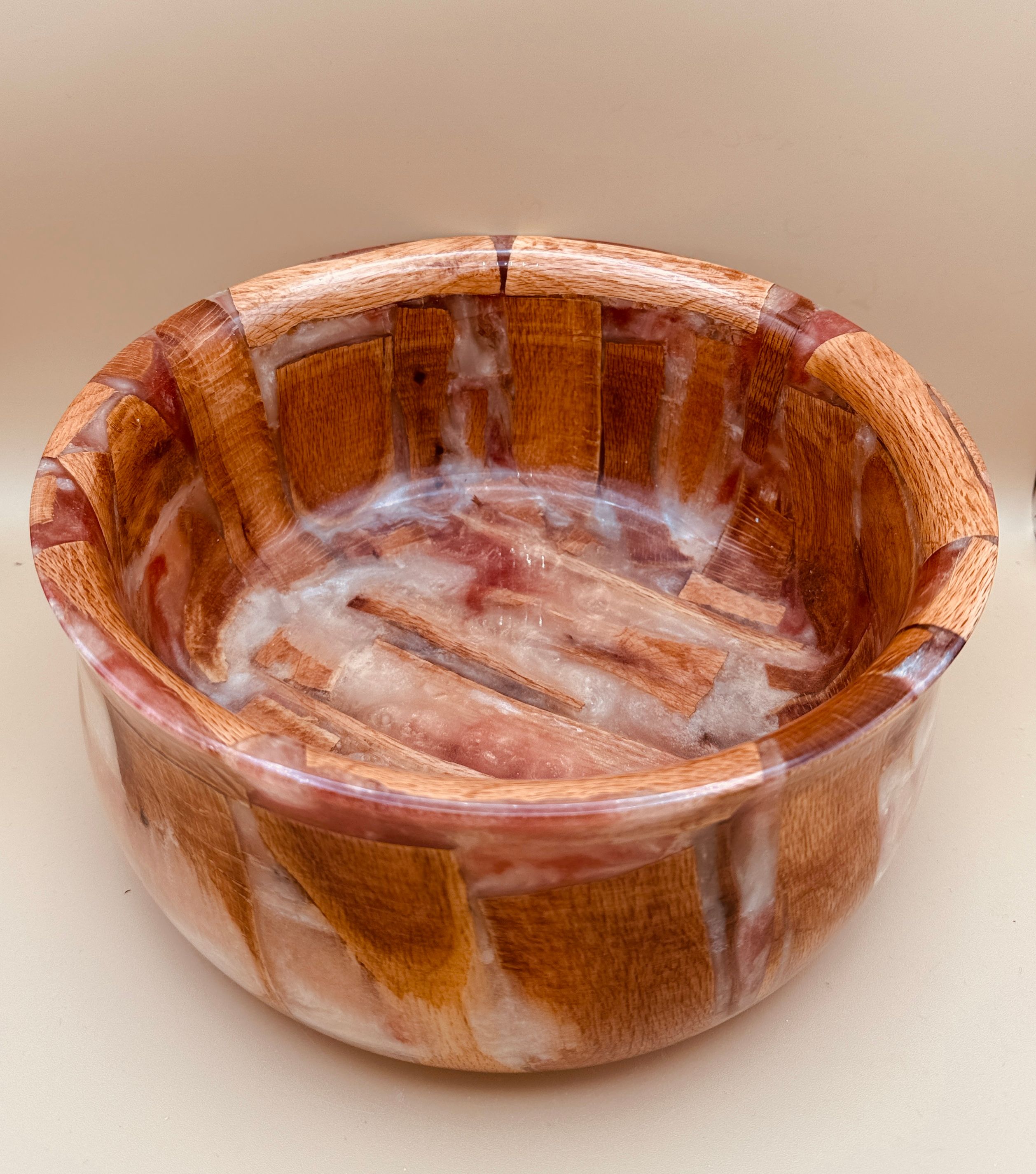 Wood Bowl with Cream Resin